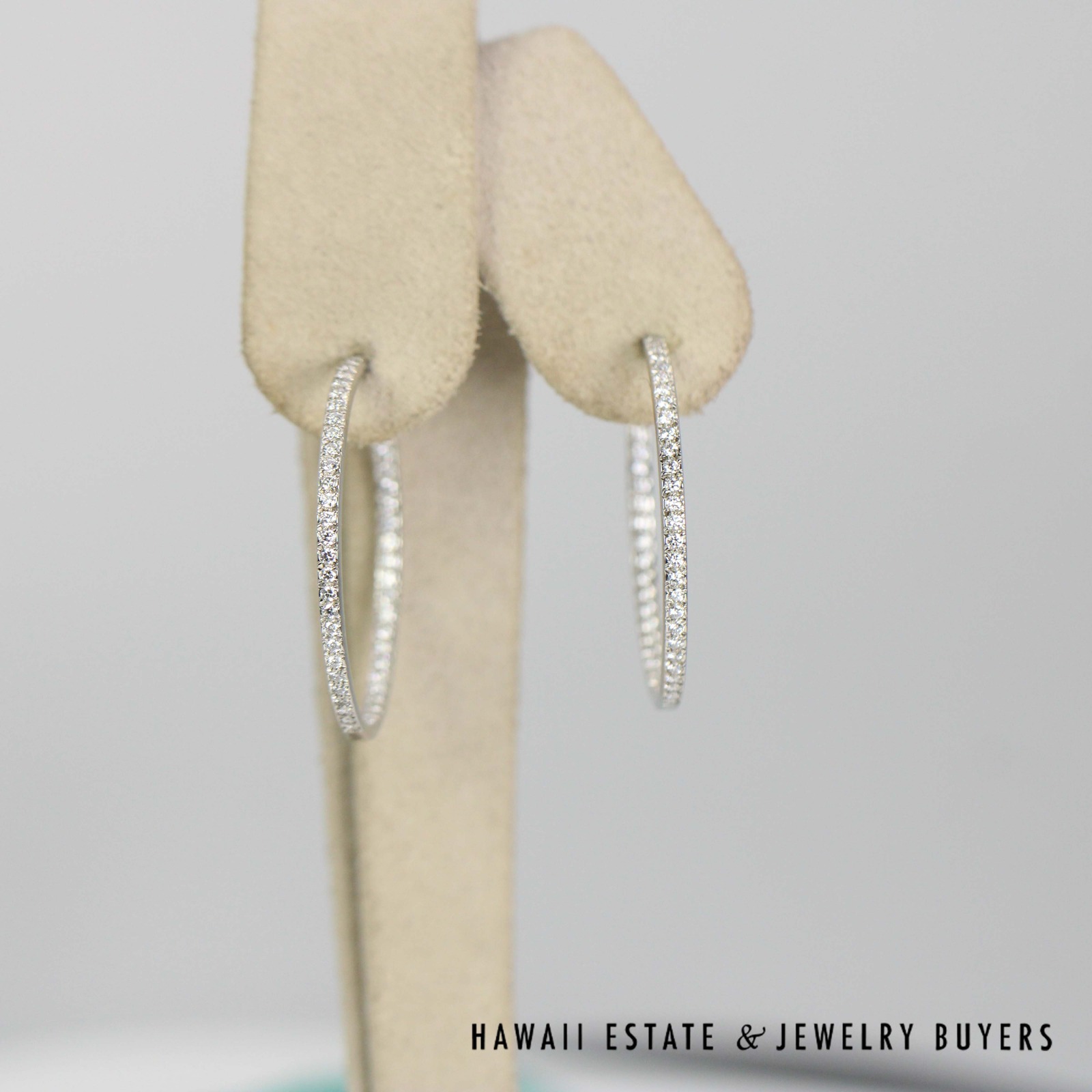 Tiffany & Co 1ctw Diamond Front and Back Platinum Metro Hoop Earrings
