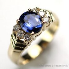 Natural Blue Sapphire & Diamond 14K Yellow Gold Ring w/ Gemologist Appraisal