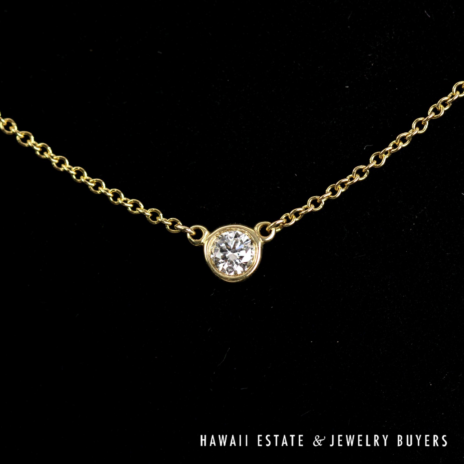 Tiffany & Co 0.15ct VS/GH Diamond Peretti Diamonds by the Yard 18k Yellow Gold Necklace with 16" Rolo Chain, 2g