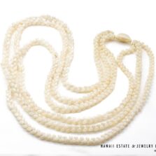 Ni'ihau Shell Lei 3 Strand Pikake Momi Ke'oke'o Maika'i 36 Inch