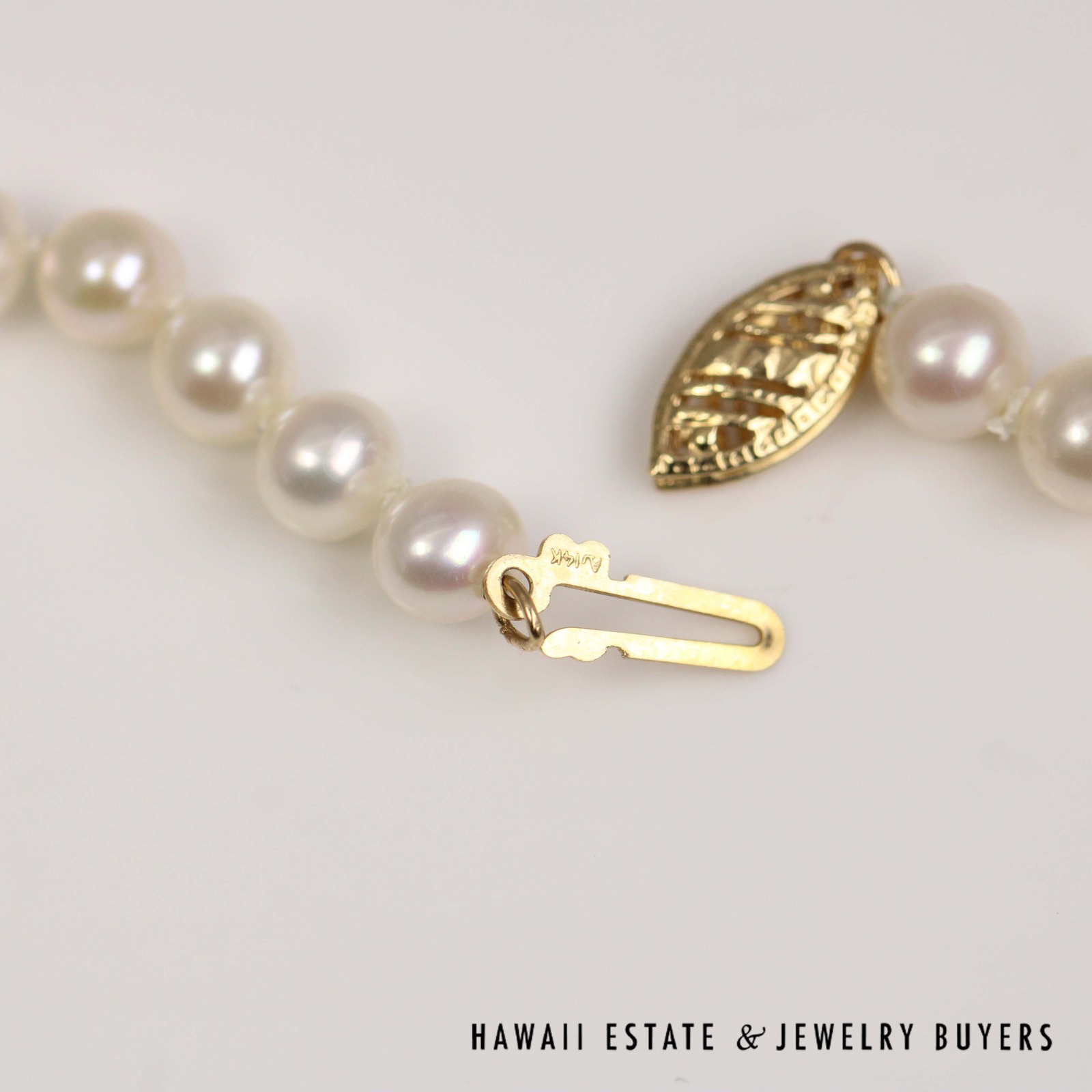 Round Pearl & Diamond Cluster Necklace 18 Inch with 14K Yellow Gold Clasp - Image 8