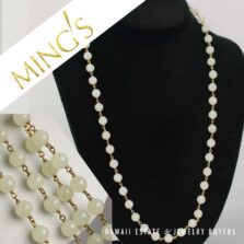 Ming's 14KYG 7-7.5mm Pale Green Jade Bead 23" Necklace