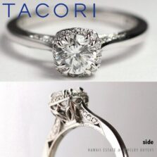 GIA 0.57 Round Brilliant Tacori Dantela 18K White Gold Engagement Ring - E VVS1