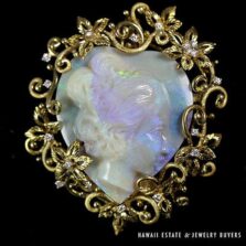 William Randolph Hurst Presentation Natural Australian Opal & Diamond Bust Pin