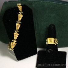 Maramenos & Patera Diamond 18K Yellow Gold Symmetry Collection 1990'S Bracelet & Ring Set