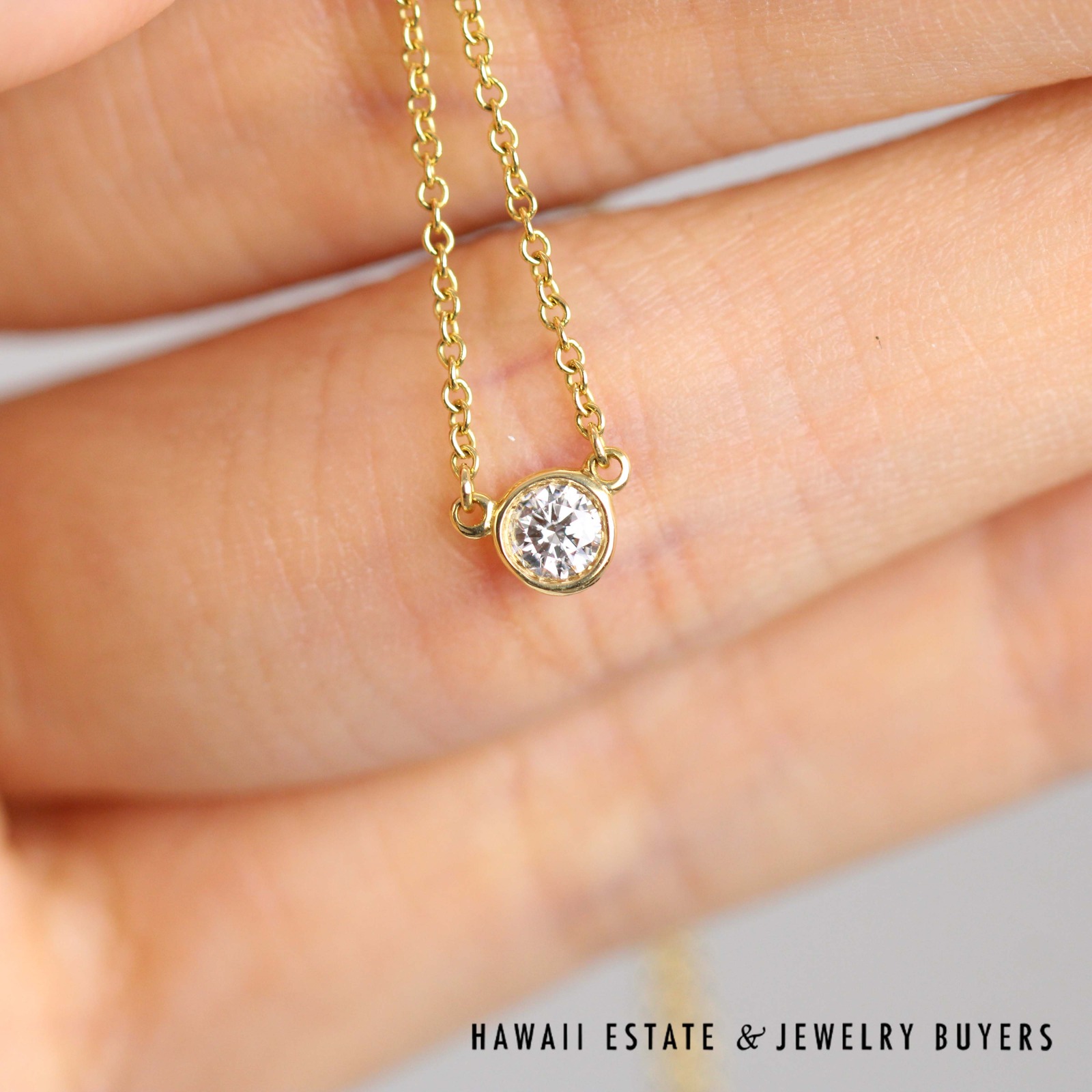 Tiffany & Co 0.15ct VS/GH Diamond Peretti Diamonds by the Yard 18k Yellow Gold Necklace with 16" Rolo Chain, 2g - Image 4