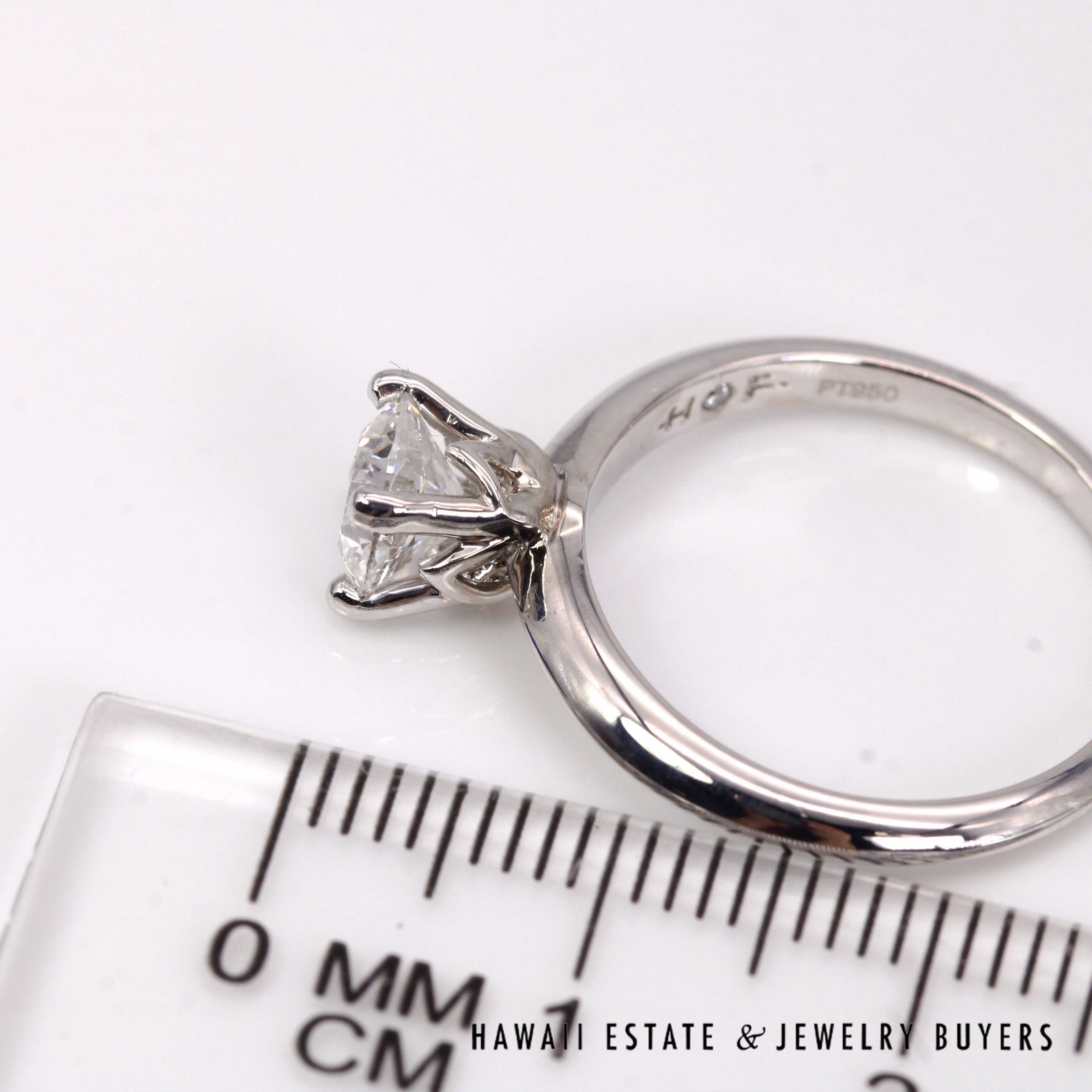 GIA 1ct Round Brilliant Diamond Ring in Hearts On Fire Platinum Setting Size 7 - Image 10