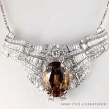 Antique Fancy Orange Topaz & 24.45ctw Diamond Estate Platinum Necklace