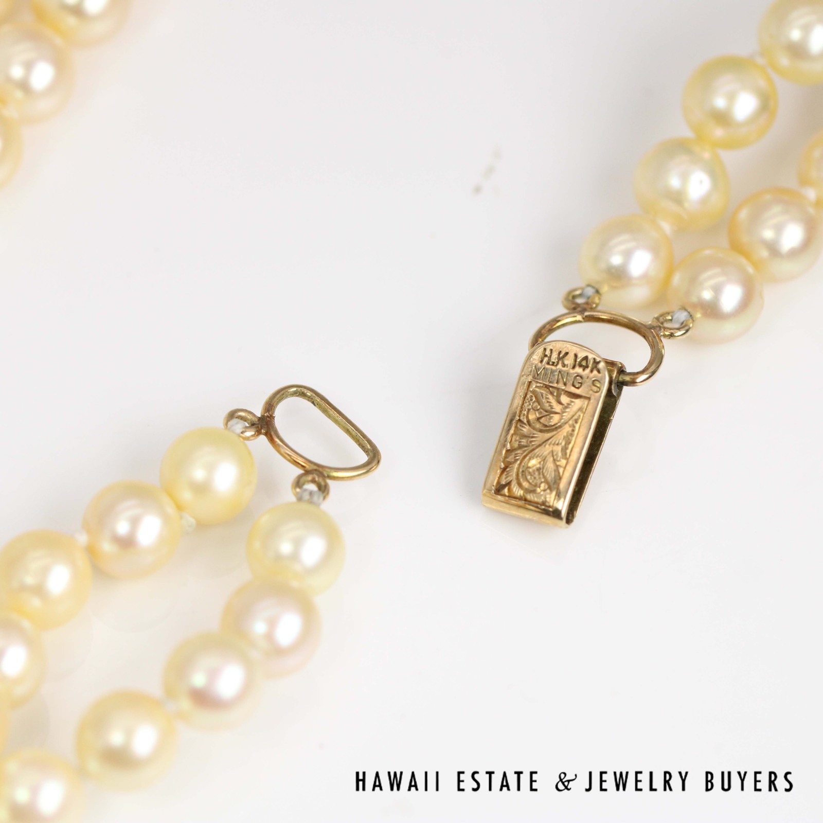 Ming's 6.5-7mm Cultured Pearl Double Strand 14k Yellow Gold Clasp Necklace 30" and 31" - Image 6