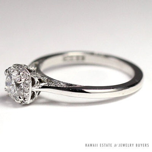 GIA 0.57 Round Brilliant Tacori Dantela 18K White Gold Engagement Ring - E VVS1 - Image 5