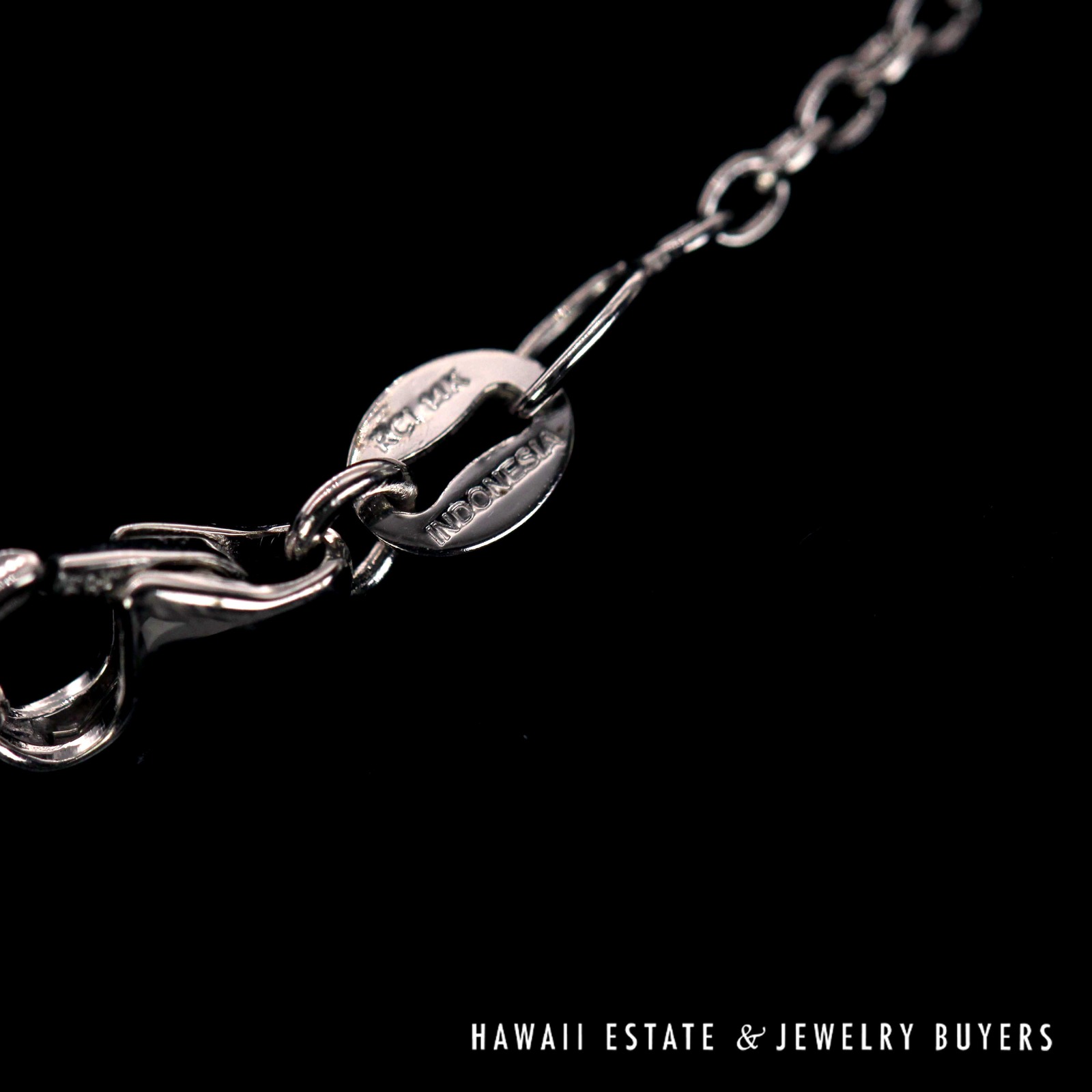 Diamond Pendant Necklace 14K White Gold with Rolo Chain 18 in - Image 3