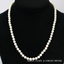 Mikimoto 5.5-6mm Cultured Pearl Strand 18k Yellow Gold Clasp Necklace 18"