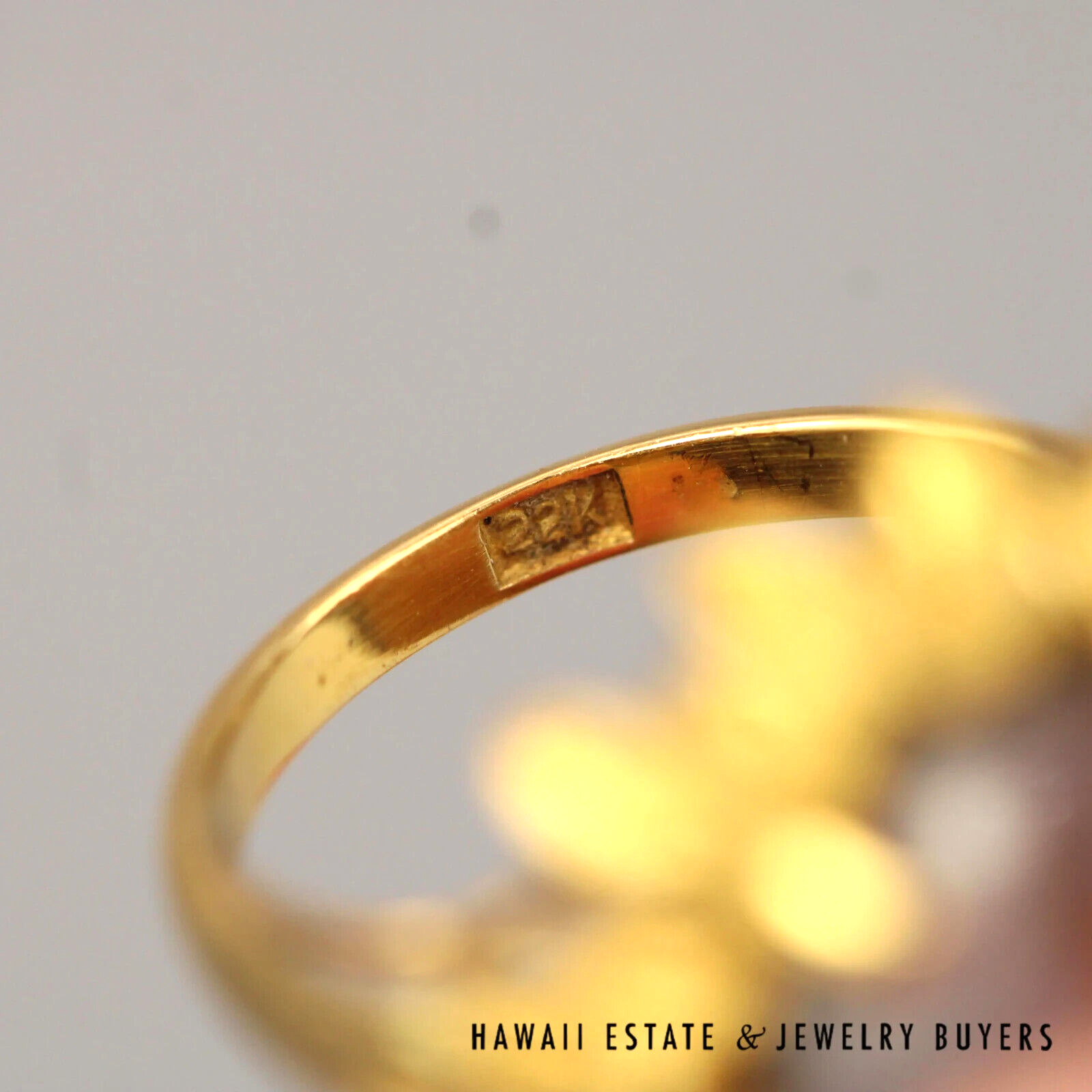 Star Sapphire Round Cabochon 20K Yellow Gold Halo Ring Size 6.5 - Image 6