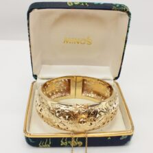 Ming's Four Seasons 14K Yellow Gold Hinged Bangle Bracelet 7.25 in with Box